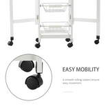 HOMCOM Extendable Drop Leaf Kitchen Island Trolley with Storage Shelves & Cabinet – White