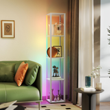 Bathroom Storage Cabinet with RGB LED Lighting and Four-Tier Shelves – Colour-Changing Ambient Glow, White