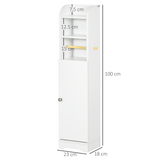 kleankin Freestanding Bathroom Storage Unit with Adjustable Shelf and Toilet Roll Holder – Slim, White
