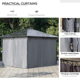 Outsunny 3.6 x 3m Hardtop Gazebo with 7mm Polycarbonate Roof & 4 Zip Curtains – Steel Frame Shelter