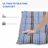2 Piece Striped Patio Bench Swing Chair Cushion Set, 120 x 50cm – Double Seat Garden Cushions, Blue