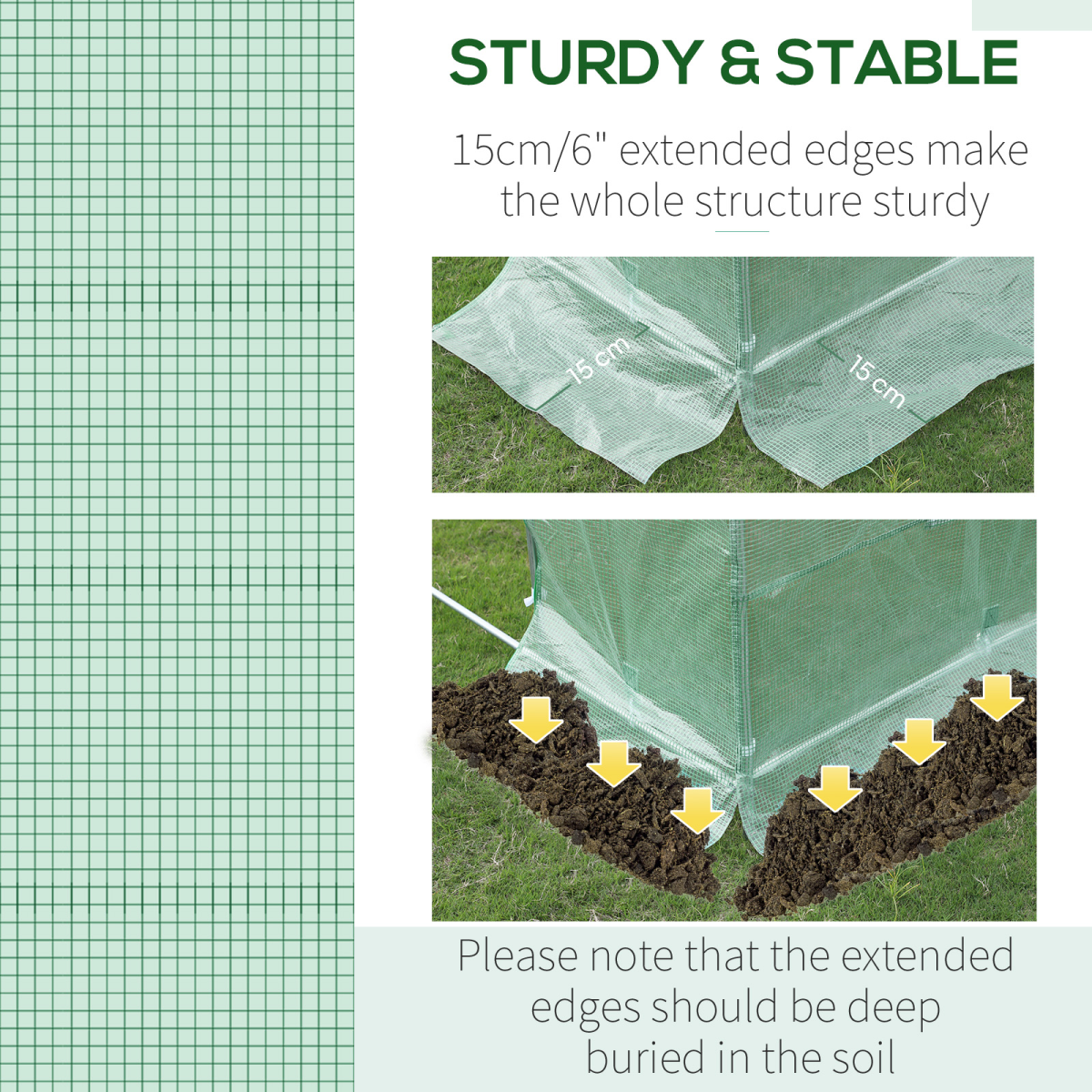 Outsunny 10 x 7ft Greenhouse Replacement Cover with Roll-Up Door & 6 Windows – Tunnel Greenhouse Cover