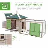 PawHut Wooden Chicken Coop with Nesting Box & Outdoor Run – Small Animal Cage for Backyard