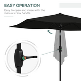 Outsunny 2 x 3m Rectangular Garden Parasol with Crank Handle & Tilt, UV Resistant – Patio Sunshade, Black