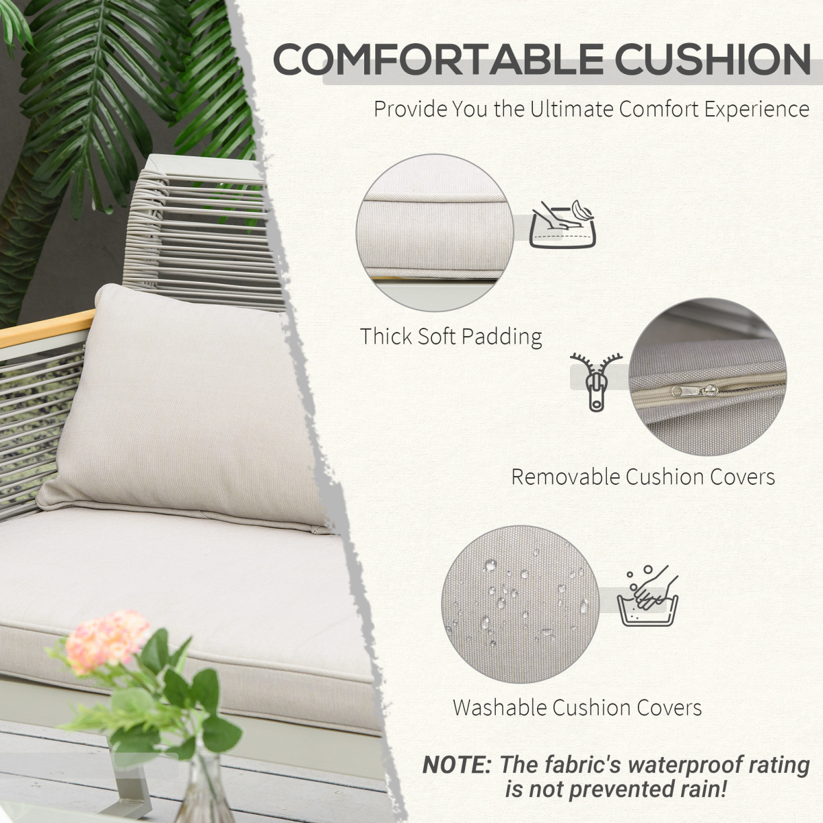 Outsunny Rattan Patio Sofa Set rattan weave close-up