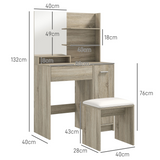 HOMCOM Dressing Table with Mirror, Padded Stool, Drawer & Cupboard – Makeup Vanity Storage