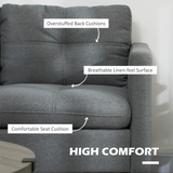 HOMCOM Modern 2-Seater Linen-Look Loveseat with Padded Seat & Back – Compact Sofa, Grey