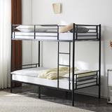 Heavy Duty Metal Single Bunk Bed with Ladder & Guard Rail – Space-Saving Frame, Black