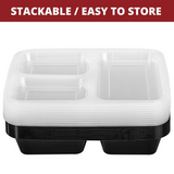 Vinsani 10 Pack Meal Prep Containers, 3 Compartments, 32oz with Airtight Lids – Microwave & Freezer Safe