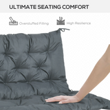 Outsunny 2 Seater Garden Bench Cushion with Ties – Padded Outdoor Seat Pad, Dark Grey