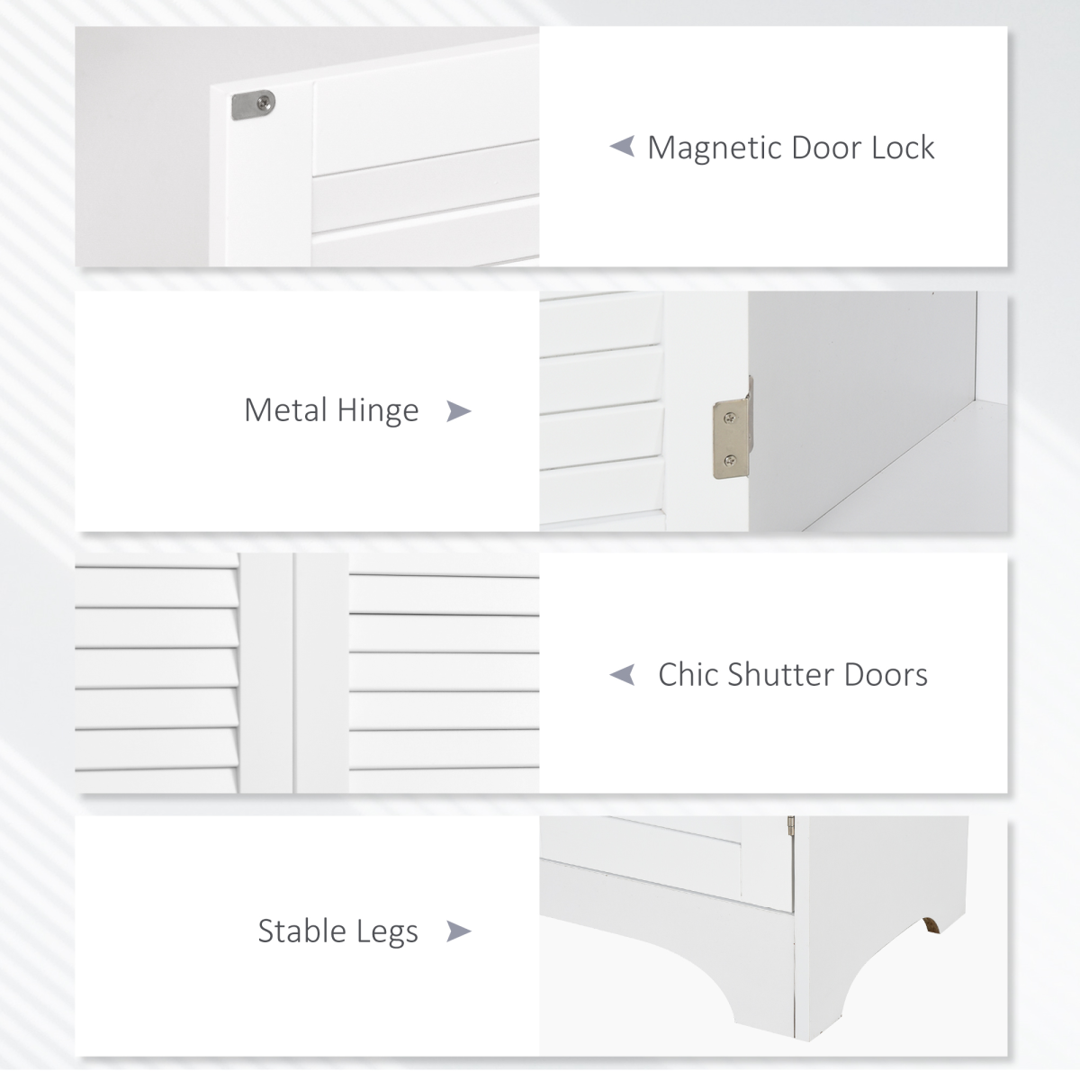 HOMCOM 183cm Tall Slim Bathroom Cabinet with Retro Shutter Doors and 3 Compartments – White