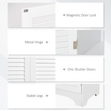 HOMCOM 183cm Tall Slim Bathroom Cabinet with Retro Shutter Doors and 3 Compartments – White