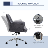 Vinsetto Retro Mid-Back Office Chair with Curved Armrests, Microfibre Leather – Swivel Desk Chair, Deep Grey