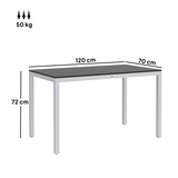 Outsunny Garden Table for 4-6 with Aluminium Frame & Slatted Top, 120 x 70 cm – Outdoor Patio Table, Black