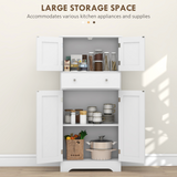 HOMCOM Freestanding Kitchen Cupboard with Drawer & Adjustable Shelf – Pantry Storage, White