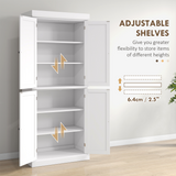 HOMCOM Freestanding Kitchen Cupboard with Six Inner Shelves, Four Adjustable – Larder Storage Cabinet, White