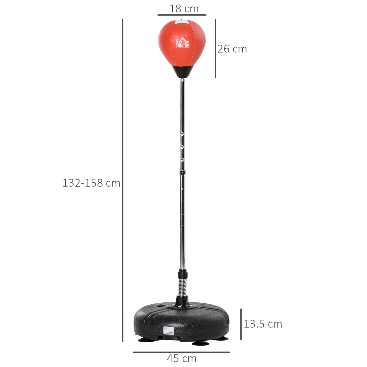 HOMCOM Boxing Training Set with Adjustable Height Stand, Gloves & Pump – Reflex Punch Ball, Red & Black