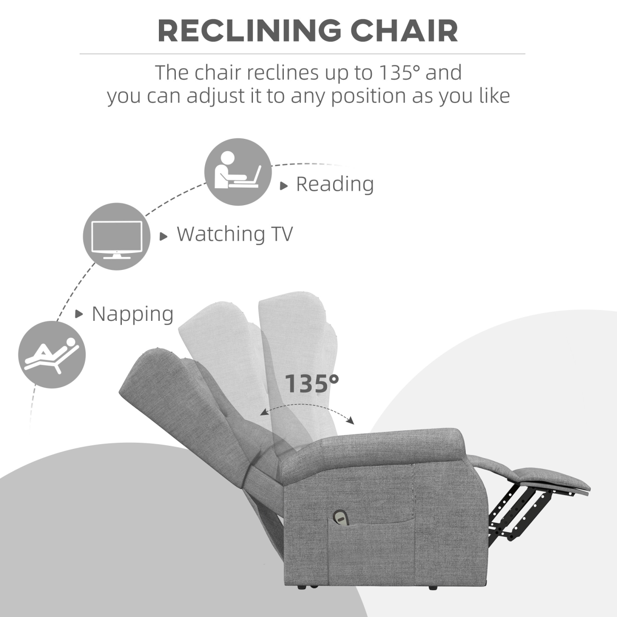 HOMCOM Power Lift Fabric Recliner Armchair with Remote Control – Electric Riser Chair, Grey