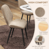 HOMCOM Upholstered Dining Chairs Set of 2 with Padded Seat & Metal Legs – Brown