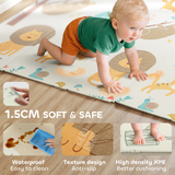 Foldable Baby Play Mat – Reversible Animal Foam Crawling Mat, 196 x 176 cm