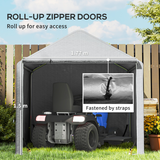Outsunny Temporary Garden Shed Tent with Galvanised Steel Frame & PE Cover – Bike & Tool Storage, Grey