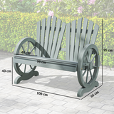Outsunny Grey Fir Wood Outdoor Chair with Wheel-Shaped Armrest & Ergonomic Back Support – 250kg Capacity Garden Seating