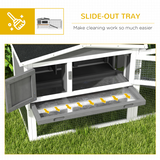 Wooden Rabbit Hutch with Detachable Run, Asphalt Roof & Tray – Outdoor Bunny Cage for 1–2 Rabbits, Light Grey