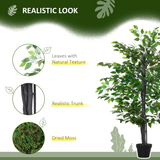 Outsunny 145cm Artificial Banyan Tree in Cement Pot – Realistic Indoor Greenery for Home & Office