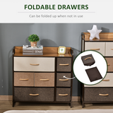 HOMCOM 7-Drawer Fabric Dresser with Steel Frame & Wood-Effect Top – Bedroom Storage Organiser