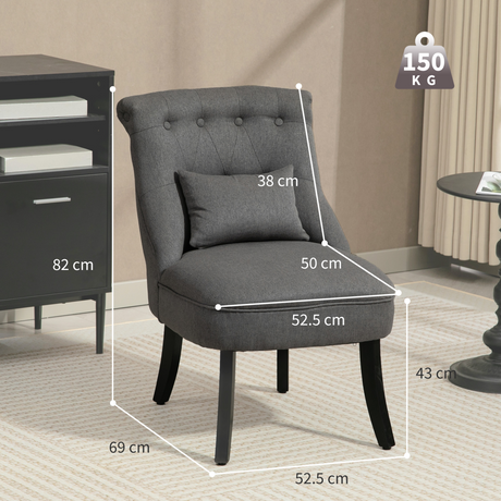 HOMCOM charcoal grey accent chair, side view