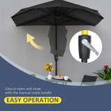 Outsunny 2m Half Garden Parasol with Crank Handle & Double-Sided Canopy – Wall-Side Shade, Black Base