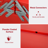 Folding Tool Box with 5 Collapsible Trays – Rust-Resistant Steel Organiser for Home and Workshop, Red