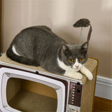 Cardboard Cat House & Scratching Board with TV-Shaped Design – 2-in-1 Corrugated Scratcher