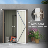 Outsunny Steel Garden Shed with Lockable Hinged Door and Sloped Roof – Outdoor Tool Storage, Brown