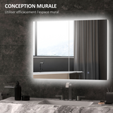 kleankin Wall Mounted Bathroom Mirror Cabinet with LED Light & USB Port – Adjustable Shelves