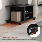 HOMCOM Mobile TV Stand Bookshelf with 3 Tiers and Lockable Castor Wheels – Modern Storage Cabinet, Black