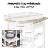 HOMCOM 5-Tier Kitchen Storage Trolley with Drawer, Wire Baskets & Pull-Out Tray – White