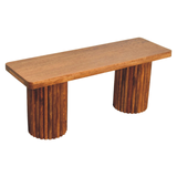 Artisan Furniture Astoria Fluted Solid Mango Wood Bench – Entryway & Dining Seating, Brown