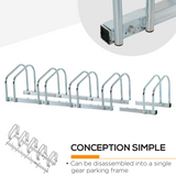 HOMCOM 5 Bike Parking Rack, Galvanised Steel Floor or Wall Mounted Cycle Storage Stand – Garage & Shed