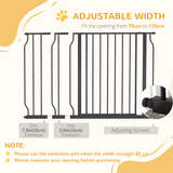 PawHut Wide Dog Gate with Door, Pressure Fit Stair Gate, 75–115 cm Adjustable – Pet Barrier, Black