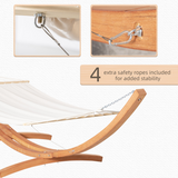 Outsunny Garden Hammock with Curved Wooden Stand – Freestanding Outdoor Relaxation, White