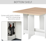 Drop Leaf Dining Table & Folding Desk with Storage Shelf – Space-Saving Table for Small Homes