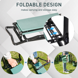 Outsunny Steel Frame Garden Kneeler and Seat with Tool Pouch & Foam Pad – Foldable, Green