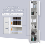 kleankin Tall Narrow Bathroom Storage Cabinet with Mirrored Door and Adjustable Shelves – Freestanding Tallboy