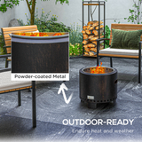 Outsunny 45cm Smokeless Wood Burning Fire Pit – Secondary Combustion Metal Firepit with Poker, Black