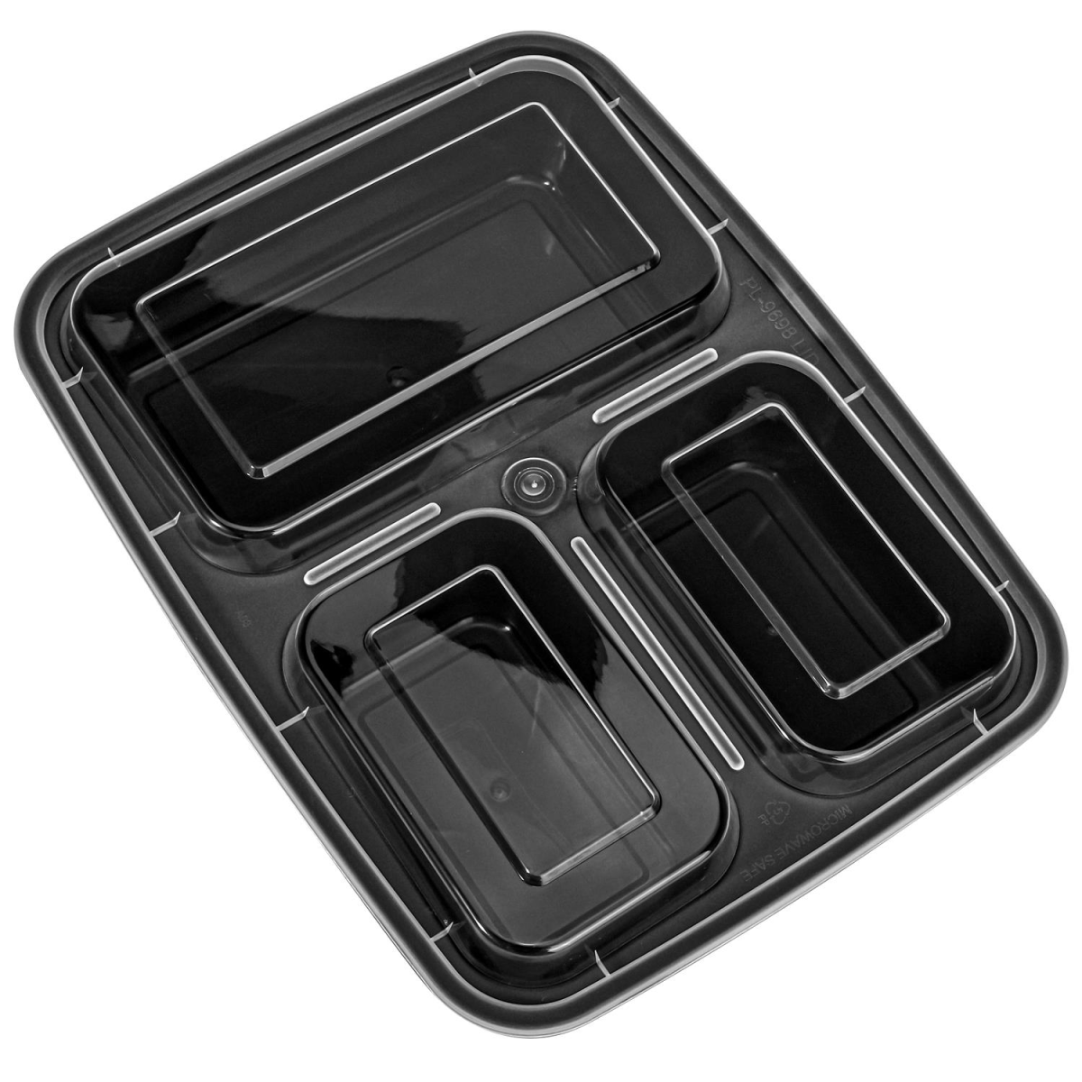 VINSANI 3-Compartment Meal Prep Containers with Airtight Lids – 3 x 10 Pack, 30 Total