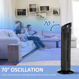 HOMCOM 30-Inch Quiet Tower Fan with 3 Speeds and Noise-Reduction Design – Bedroom & Office Cooling, Black