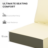 Outsunny Outdoor Seat and Back Cushion Set with 15cm Thick Filling – Deep Seating Garden Chair Cushions, Beige
