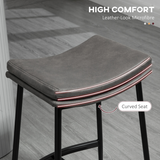 HOMCOM Upholstered Breakfast Bar Stools with Curved Seats & Footrest – Set of 2 Kitchen Stools, Grey