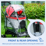 PawHut Pet Stroller Rain Cover with Front and Rear Entry – Dog Pram Weather Protection, Transparent
